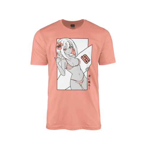 Pink Shirt with Surfer Waifu Design