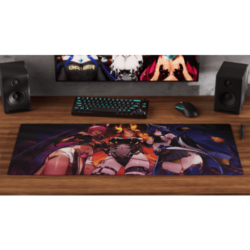 boss rush desk mousepad top down flat ships in