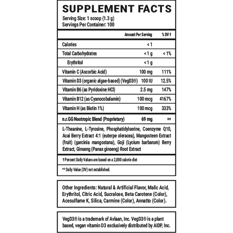 brand risk 100 serving caffeine free supplement facts