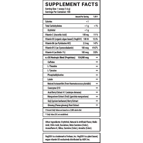 brand risk 100 serving energy supplement facts