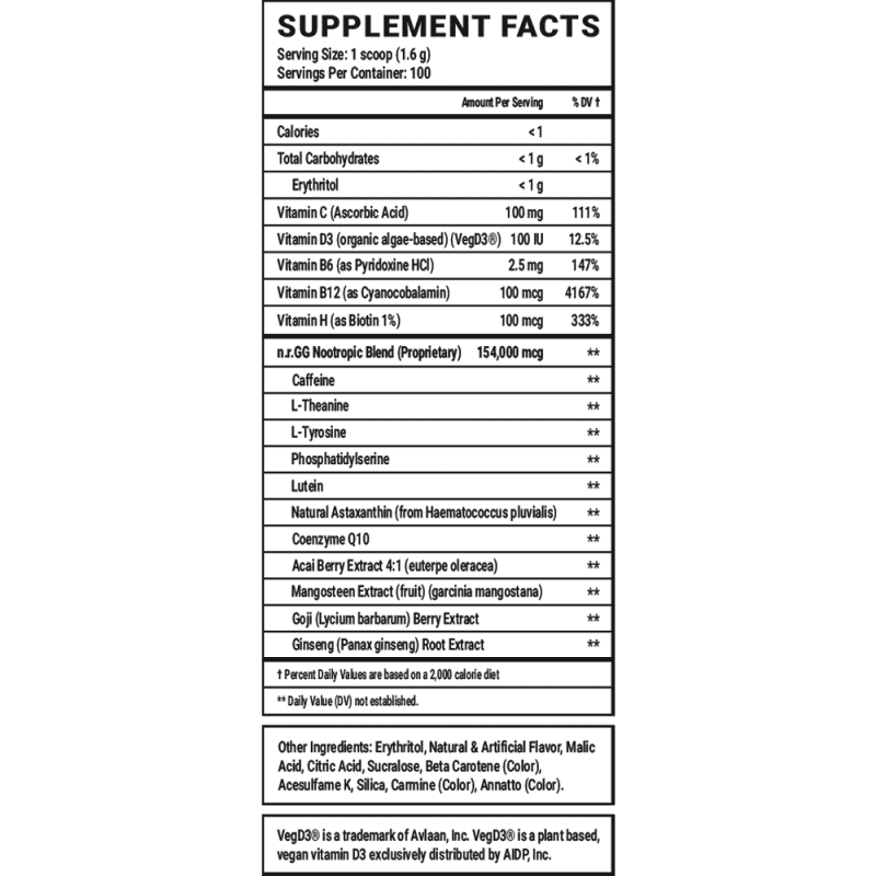 brand risk 100 serving energy supplement facts