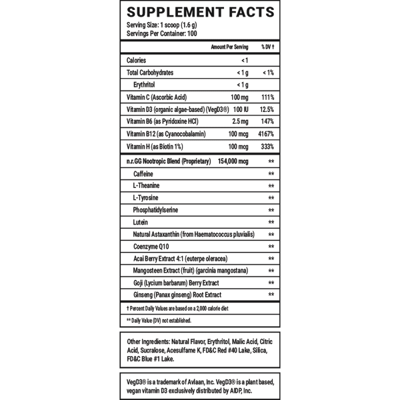 clydes black cherry 100 serving energy supplement facts