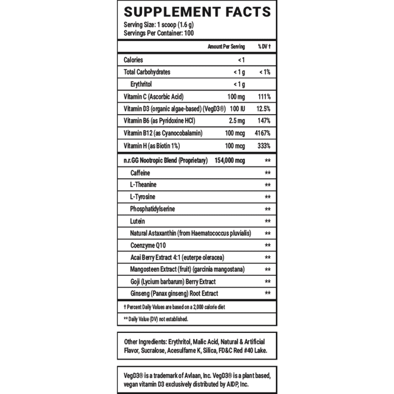 dragon fruit punch 100 serving supplement facts