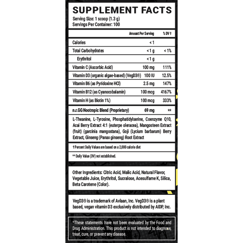 lemonade caffeine free supplement facts