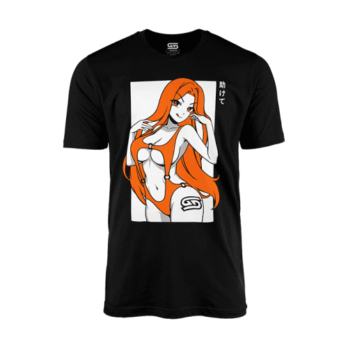 Black T-Shirt with Lifesaver Waifu Design