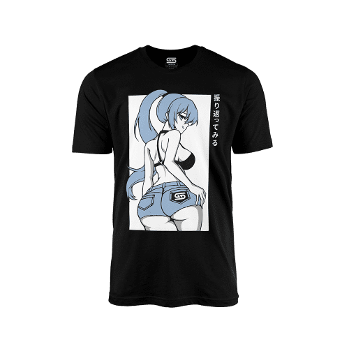 Black Gamer Supps waifu shirt with temptation design on the front